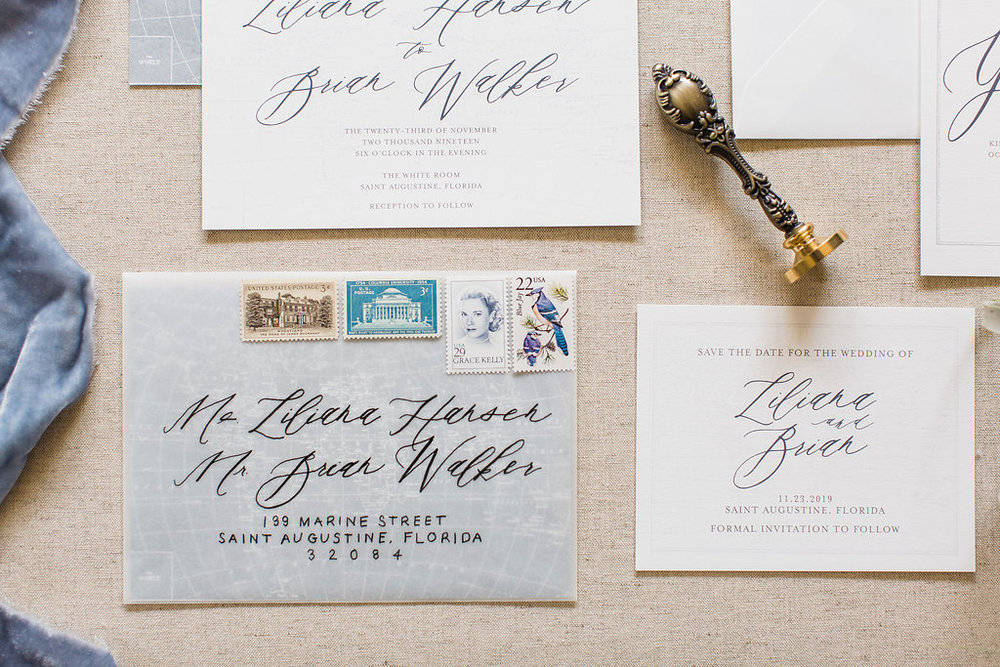 Lillana Vintage Map Travel Themed Wedding Invitation Feathered Heart PrintsFHP-3.jpg